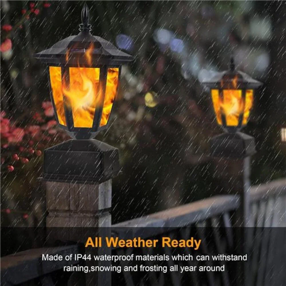 Dynaming Solar Flame‎ Post Lights - Flickering LED Lanterns, Waterproof, 6 Pack